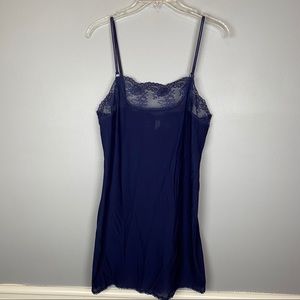 La Perla Navy Chemise Slip Lingerie Lace Trim M